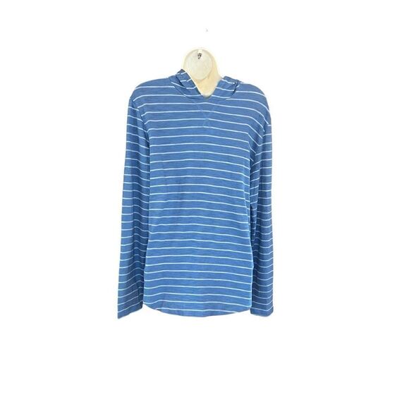 Vince Long Sleeve Blue Striped Hooded Cotton T NWT Size Small - Picture 3 of 8
